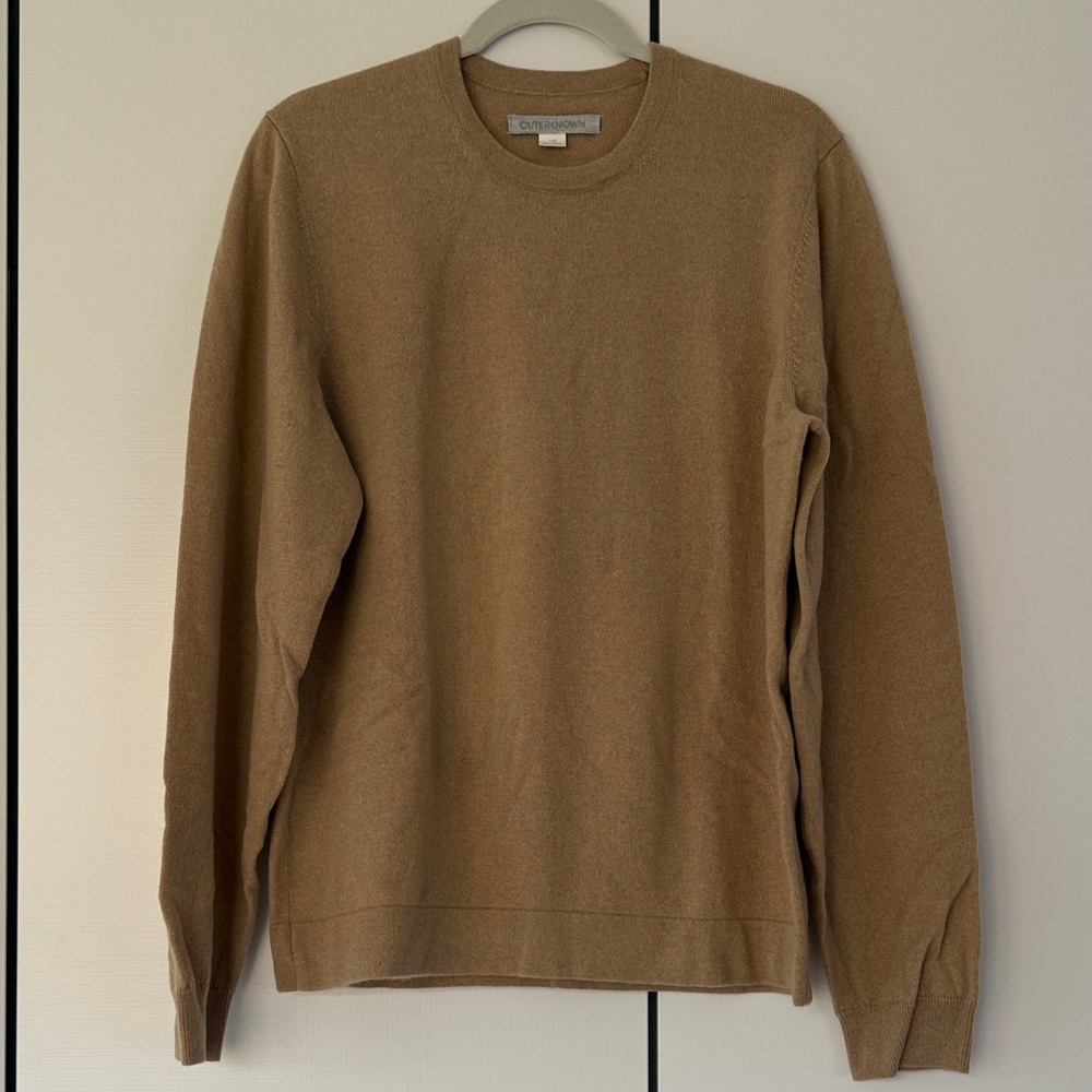 Outerknown Men's 100% Cashmere Camel Crewneck Sweater